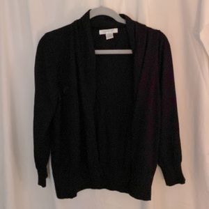 August Silk Cropped Black 3/4 Sleeve Lightweight Cardigan XL - Sweet!